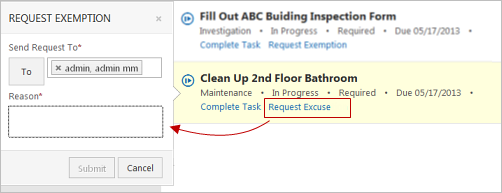 Request excuse from an assigned task