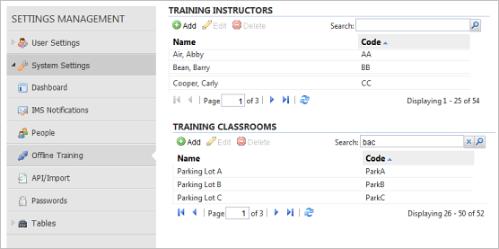 Offline training instructors and classroom setup